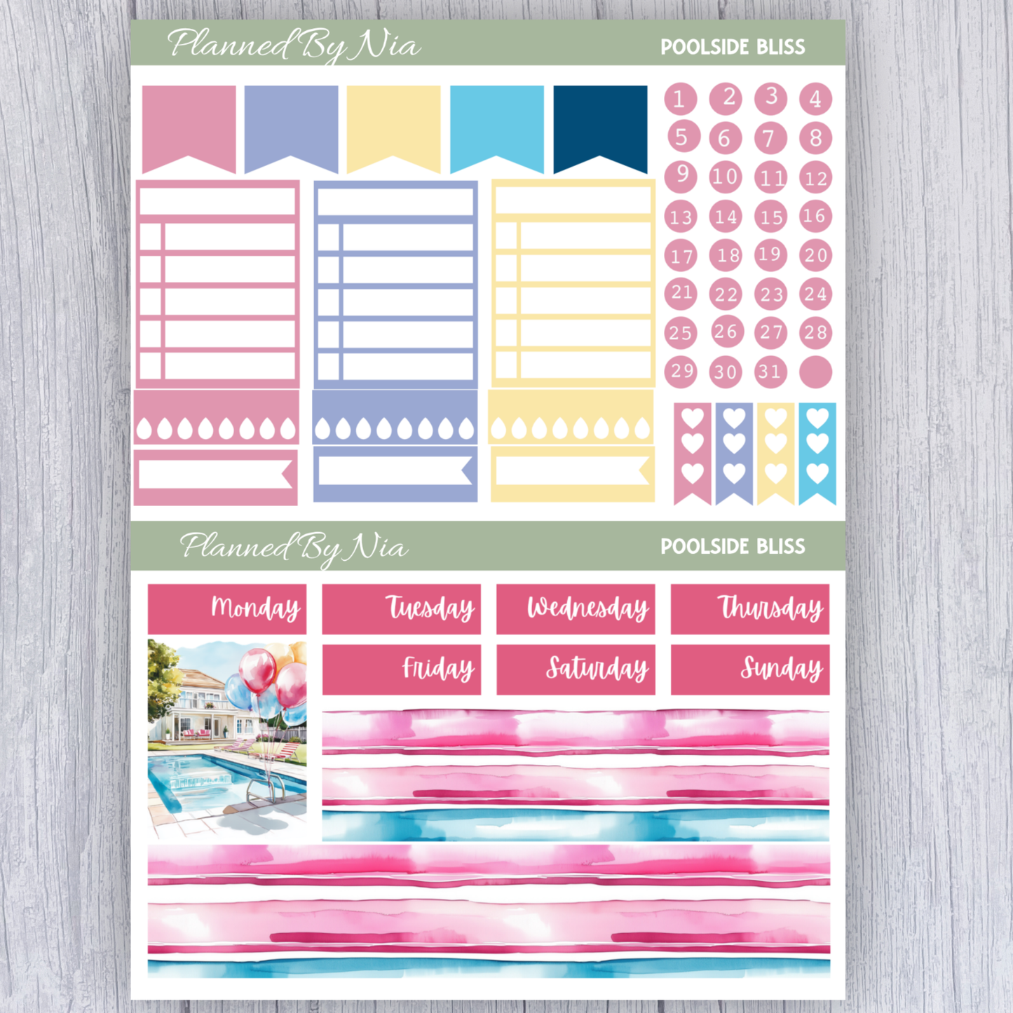 Poolside Bliss Full Weekly Sticker Kit