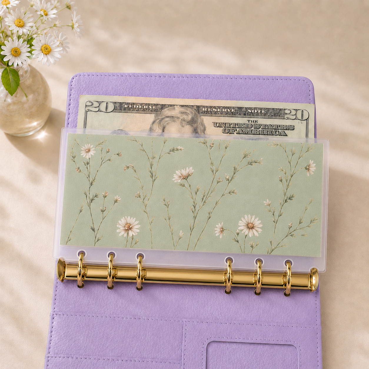 Sage Floral Laminated Cash Envelopes