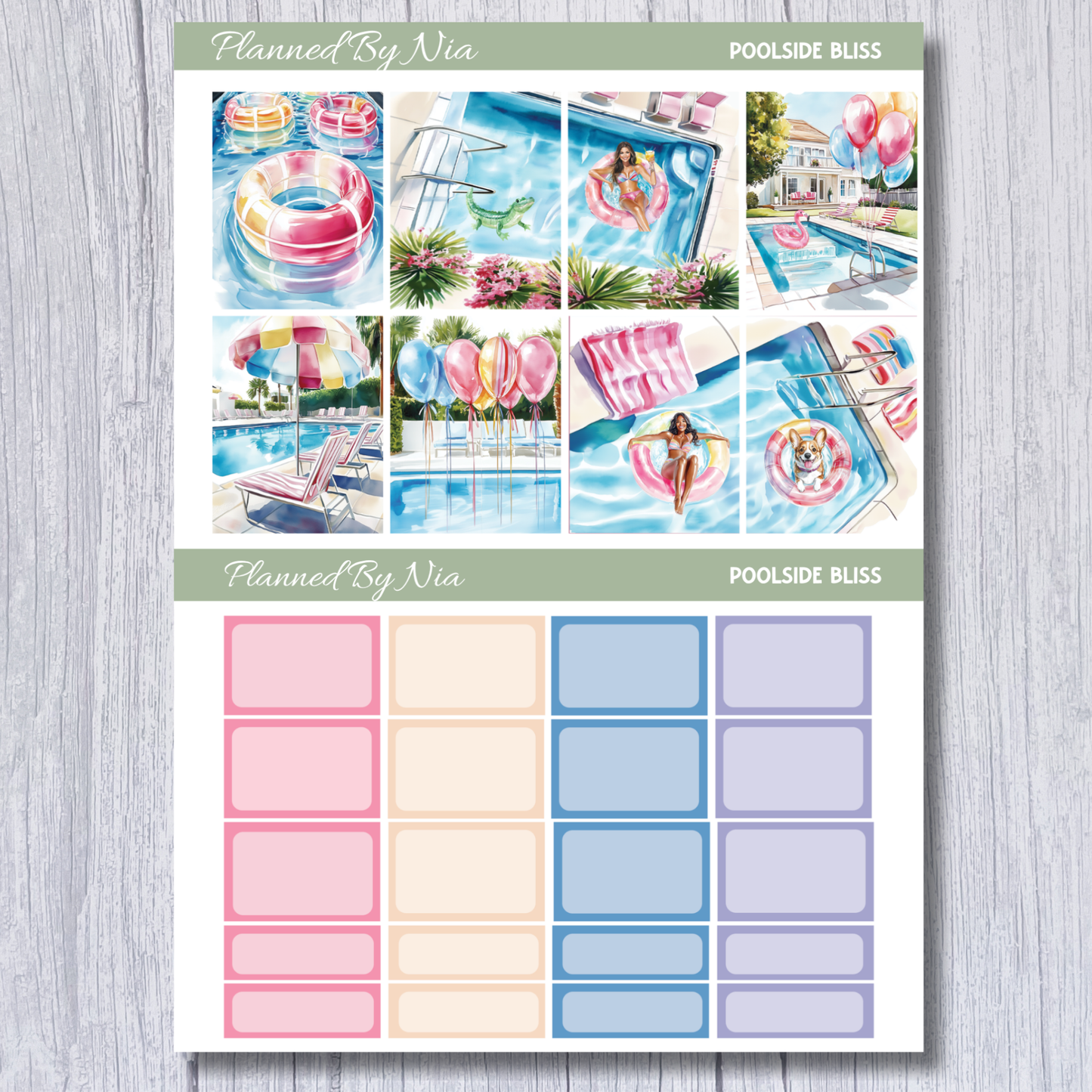 Poolside Bliss Full Weekly Sticker Kit