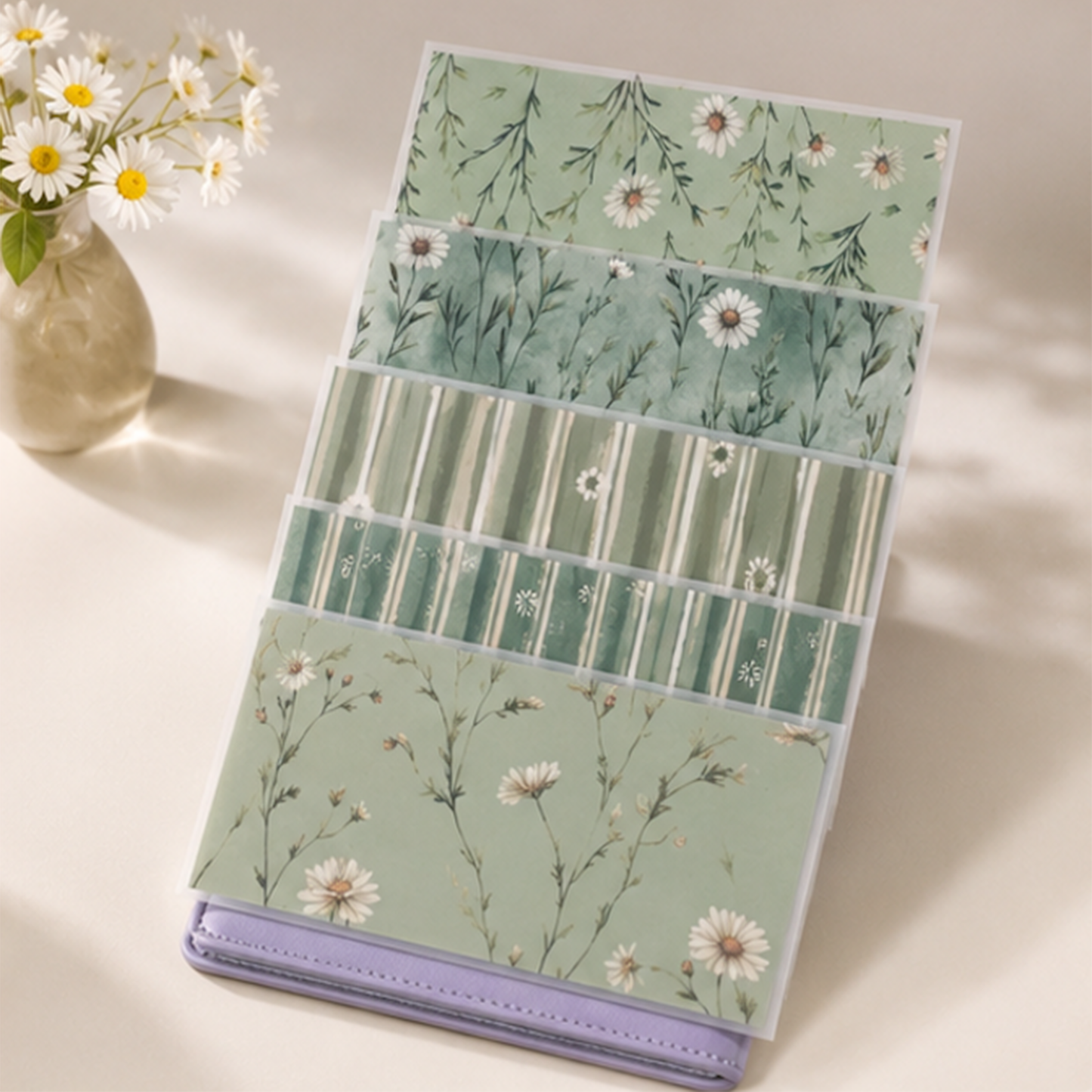 Sage Floral Laminated Cash Envelopes