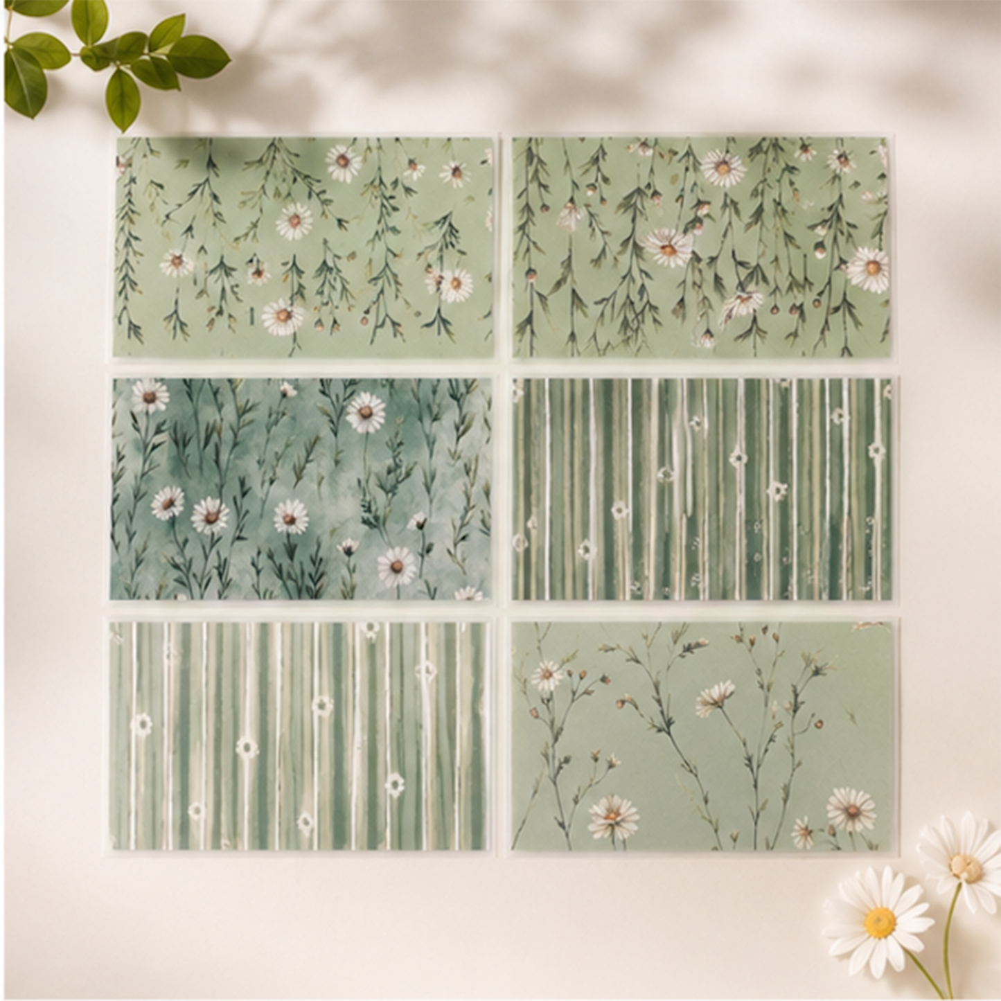 Sage Floral Laminated Cash Envelopes