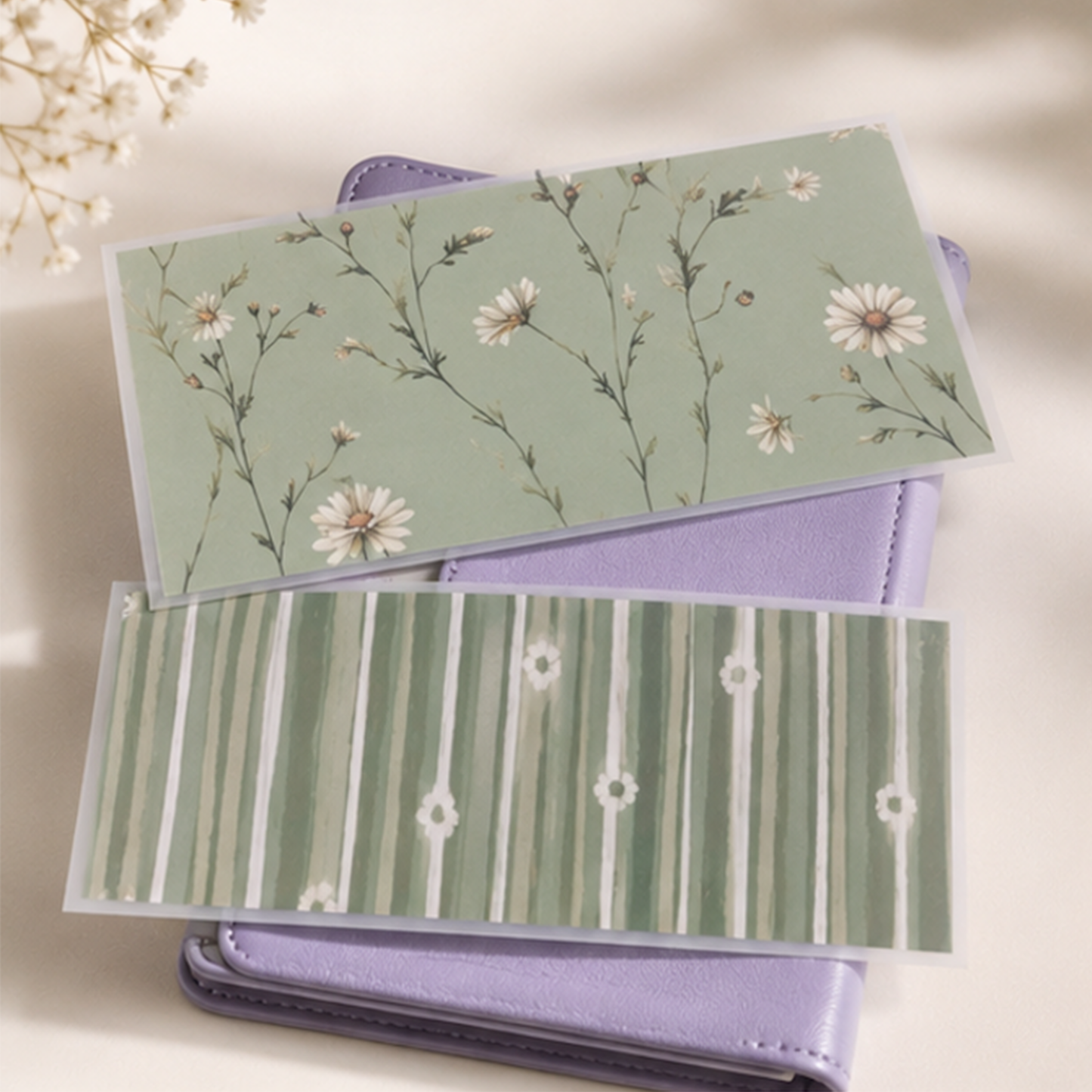 Sage Floral Laminated Cash Envelopes